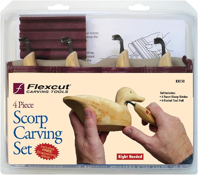 Flexcut Wood Carving Tools | Right-Handed Scorp Set of 4 | Razor-Sharp 1095 - Image 2