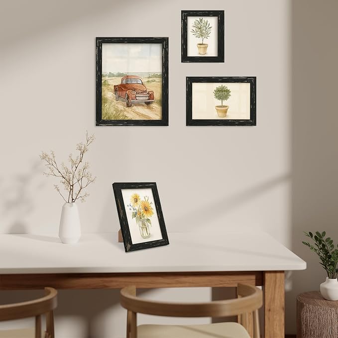 puthiac 4x6 Rustic Farmhouse Picture Frame, Swamp Black, 1 Pack | Distressed - Image 7