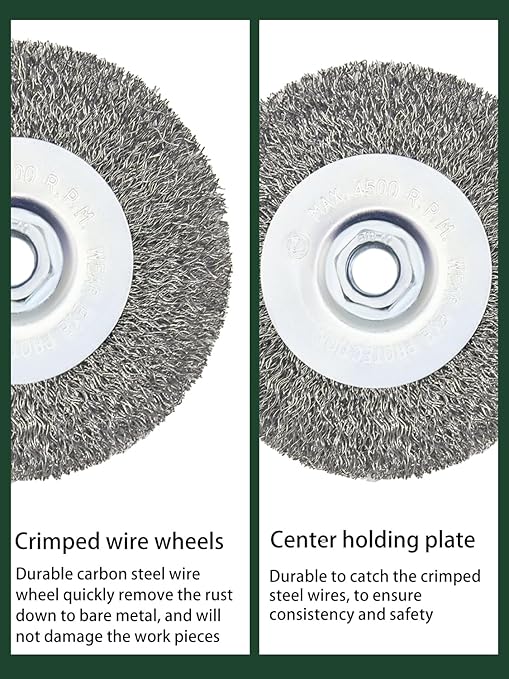 Crimped Wire Wheel Brush 4in 5/8-11 Threads Arbor for 4-1/2" Angle Grinder Metal Rust Paint Stain Removal - 1pcs