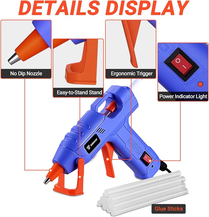 Mini Hot Glue Gun Kit：DEKOPRO 20Watt High Temp Glue Guns Tool - Image 2