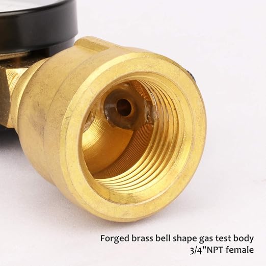 MEASUREMAN 2" Forged Brass Gas Pressure Test Gauge Assembly, 3/4" FNPT Connection, 0-15psi, +/-3-2-3% Accuracy