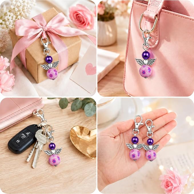 180Pcs DIY Angel Pendant Keychains Kit Includes Alloy Wing Spacer Imitated Bead - Image 7