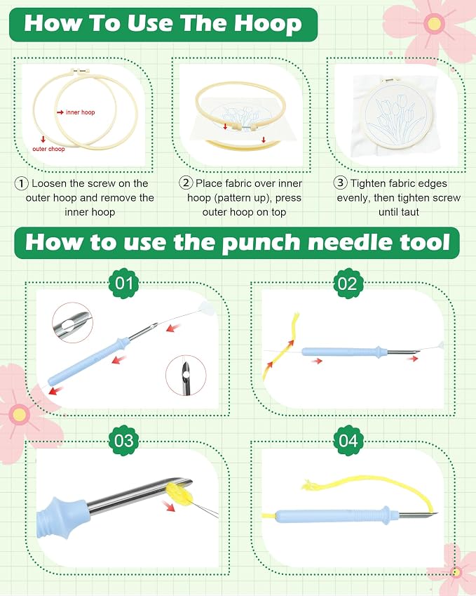 FIVEIZERO Punch Needle Kit for Beginners, Birthday Cake Punch Embroidery Kit - Image 3