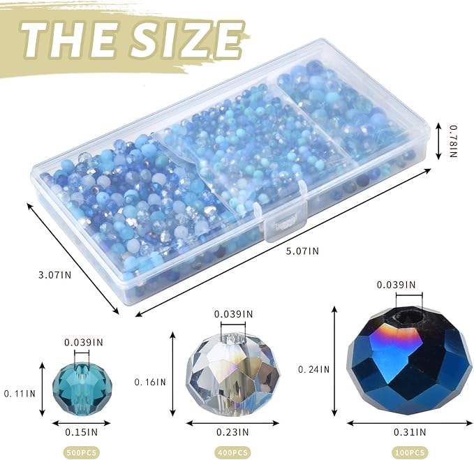 4/6/8mm Crystal Glass Beads, 3 Sizes Total 1000pcs Faceted Briolette Rondelle - Image 3