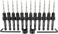 FTG USA 12 Pc #6 (9/64") Countersink Drill Bit Set with Depth Stop Collar, Hex Wrench - Tapered Drill Bits for Wood