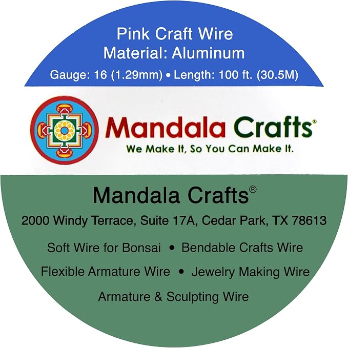 Mandala Crafts 16 Gauge Pink Anodized Aluminum Craft Wire, 100 FT | Colored - Image 3