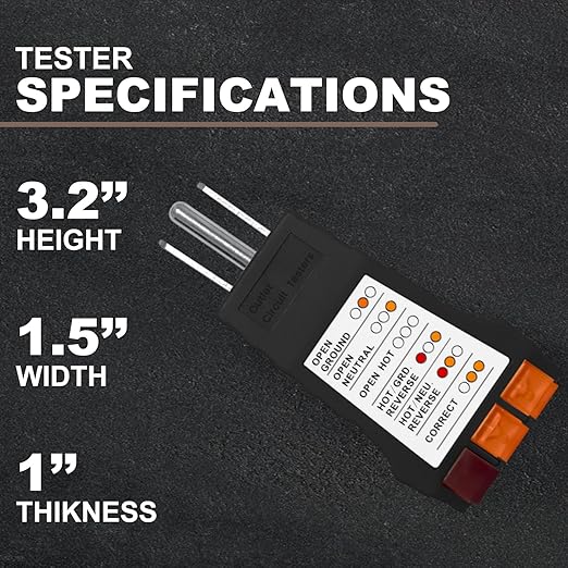 Outlet Tester, Circuit Tester for Grounding Products, AC Electrical Receptacle Tester for North American Outlets, Black