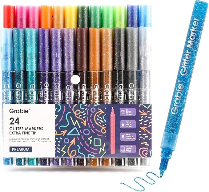 Grabie Black & White Extra Fine Tip Acrylic Paint Marker Set, 6 Pack, 0.7mm by Grabie