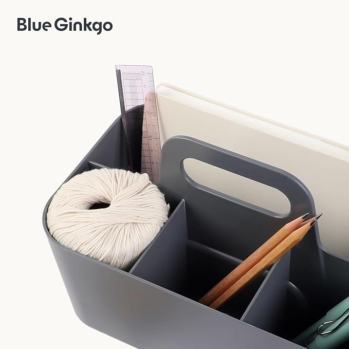 BLUE GINKGO Stackable Organizer Caddy, Dark Grey, Made in Korea | Portable. - Image 7