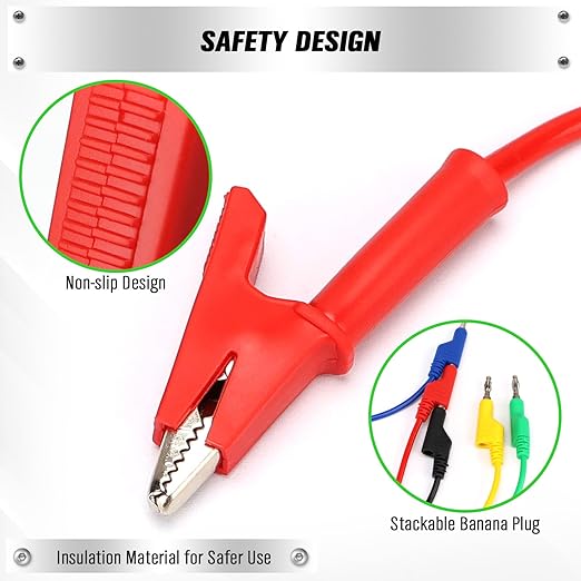 SWANLAKE 5-Piece Banana Plug to Alligator Clip Test Leads, 1000V 15A 3.5ft/1M Multimeter Electrical Alligator Clips, Flexible Copper Cable Banana Plug, Electrical Wires with Gator Clips