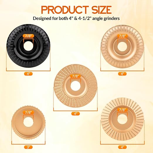 Beaiguna 5PCS Wood Carving Disc, 4IN and 4 1/2IN Angle Grinder Polishing Pad - Image 2