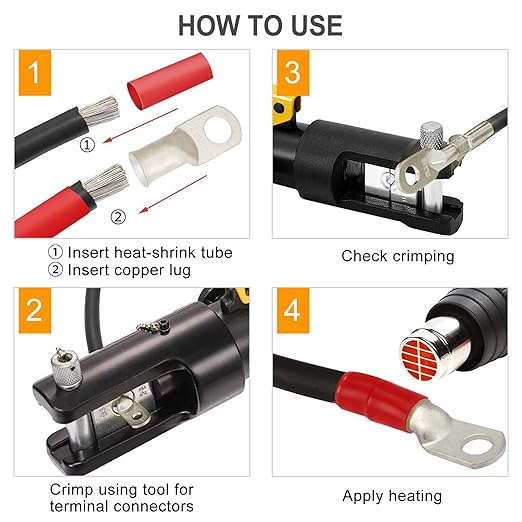 Tinned Copper Lugs 2 4 6 Gauge Battery Cable Ends Kit 72pcs,2 AWG 4 AWG 6 AWG Cable Lugs with 5/16" and 3/8"Ring Terminal Marine Grade Battery Terminal Connectors Crimp Wire lugs with Heat Shrink Tube