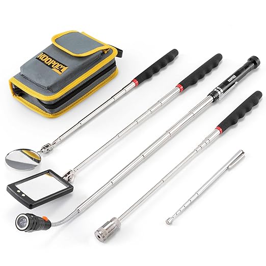 Telescoping Magnetic Pickup Tool Set, Inspection Mirror Telescoping, LED Flashlight, Cool Gadgets for Men, Gifts for Dad, Husband, Kids, Boyfriend, Magnet Stick
