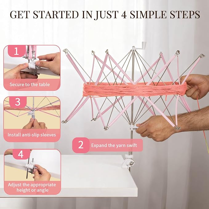 SPEENSUN Yarn Swift, Adjustable Angle/Height Yarn Umbrella Turn Loose Yarn into - Image 4