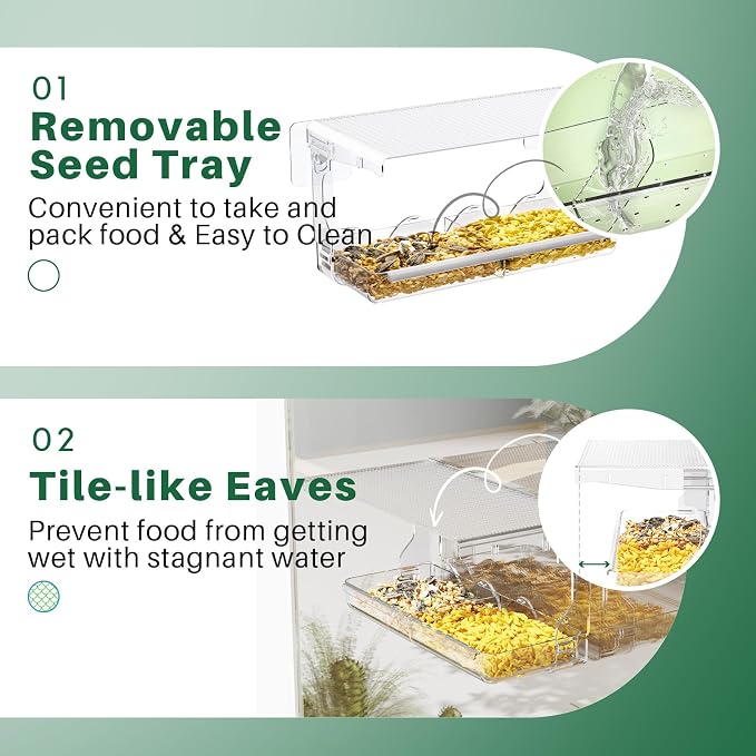 SUNALLY Window Bird Feeder for Outdoors, Outside Wild Bird Watching for - Image 4
