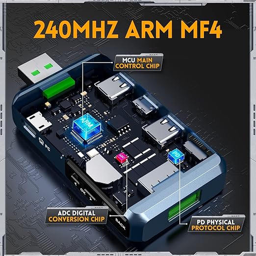 FNIRSI USB Tester 4-24V 6.5A LCD USB A&C Voltage Current Power Display Multimeter with App Software, Fast Charge Detection Trigger, PD2.0/PD3.0,QC2.0/QC3.0, CNC Metal Shell