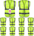 Safety Vests,Hi Vis Vest Reflective Vest with 5 Pockets and Zipper for Men Women, Neon Working Vest for Outdoor One Size