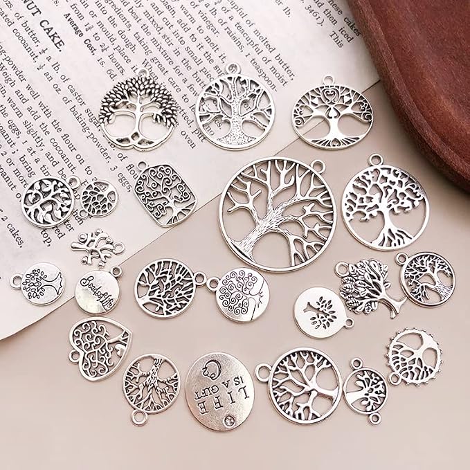WOCRAFT 120pcs Antique Silver Tree Of Life Charma - Image 2