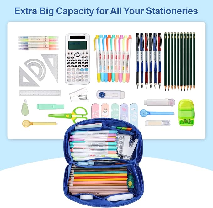 Large Pencil Case for Boys, Durable Pencil Pouch for School, Wide Opening Soft - Image 2