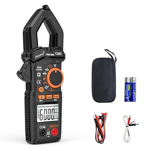 Clamp Meter 6000 Counts Amp Meter Auto-ranging dc Clamp Meter, Measures Current Voltage Capacitance Resistance (AC/DC Current)