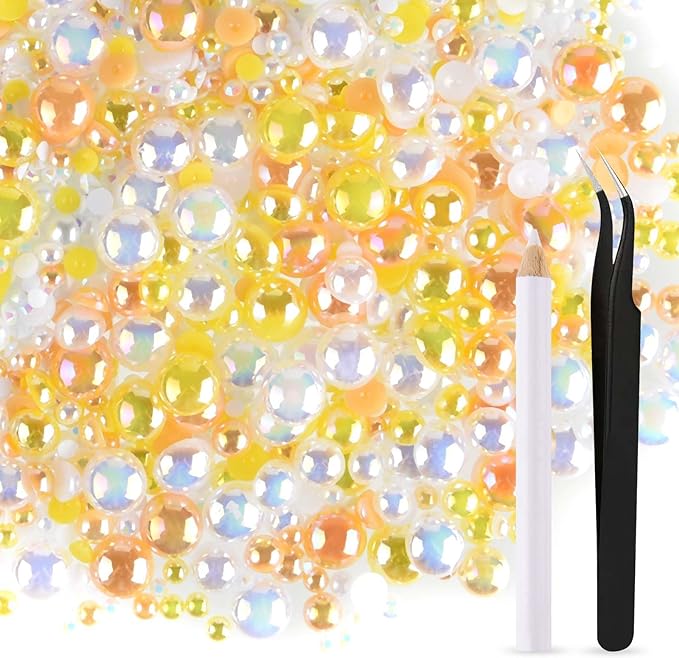 ASTARON 50g Mix Flatback Rhinestones Half Pearls by ASTARON