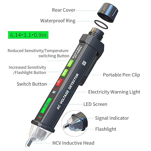 ZOYI ZT-DB03 AC Voltage Detector - Non-Contact Voltage Tester Pen, Adjustable Sensitivity, Electricity Tester, Live Wire Tester, Electrical Tester Pen, 12-1000V