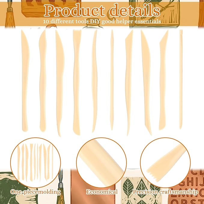 Ferrochef 10 Set 100 Pcs Plastic Clay Sculpting Tools Different Shapes Pottery - Image 3