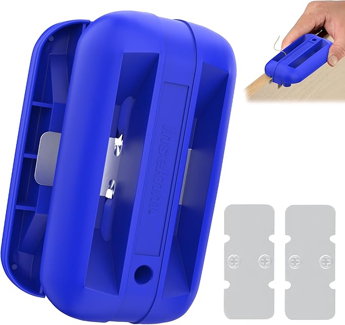 Edge Banding Trimmer with Tungsten Carbide Blades, Hand Planer Versatile Woodworking Edge Trimmer for Burrs, Manual Edge Banding Cutter for ABS, PVC, Veneer, and Melamine - Blue