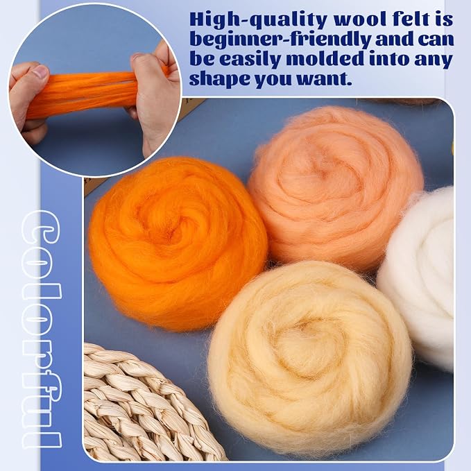 Mayboos10 Colors Needle Felting Wool, Fiber Wool Yarn Roving, Spinning Wool - Image 4