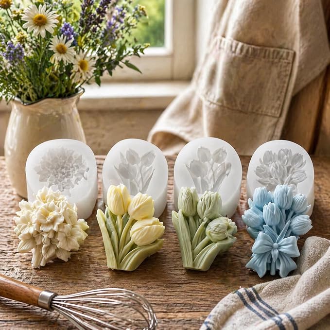 4PCS 3D Flower Bouquet Silicone Molds - Image 6