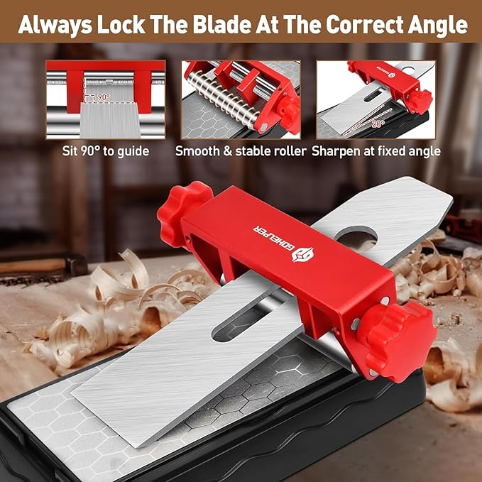 Chisel Sharpening Jig with Diamond Sharpening Stone 400# 1000# 3000# 8000# Grit, Wood Honing Guide for Chisels and Planes Width 0.1" to 2.8"