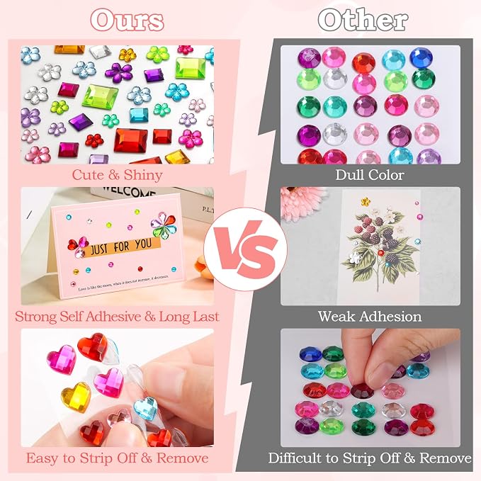 Lezmarket 3500 Pcs Gems for Kids Crafts, 10 Sheets Self Adhesive Jewels Stickers - Image 7