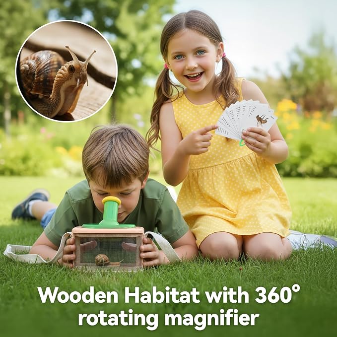 Wooden Bug Catcher for Kids, 360° Rotating Magnifier, Insect Explorer kit - Image 2