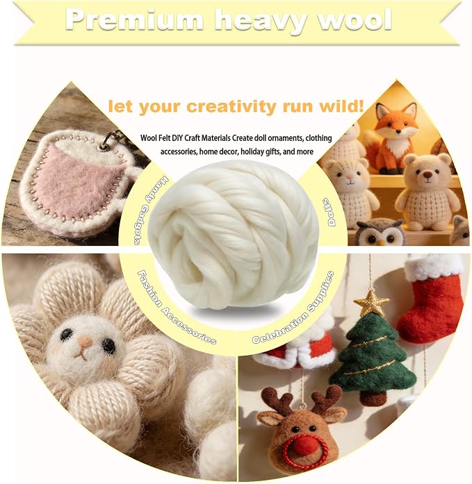 Wool Roving-3.5oz Needle Felting Wool, Soft Multi-Color Wool Fiber, Perfect - Image 3