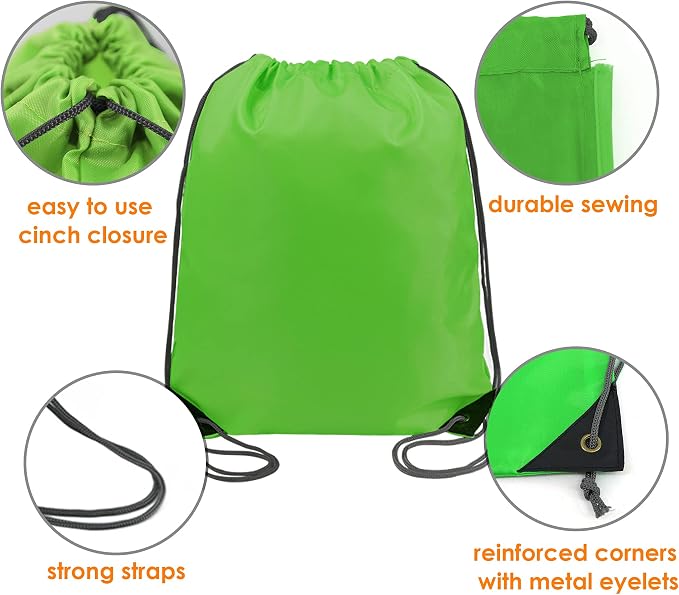 BeeGreen 20 Pieces Green String Bags Bulk Lightweight Durable Drawstring Gym - Image 5