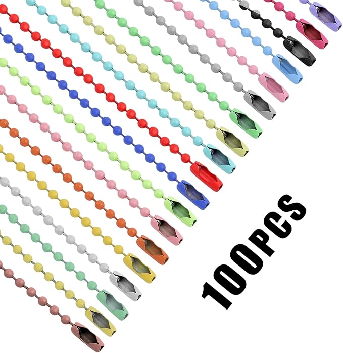 Lemonkey 100Pcs Ball Beads Chain Bulk, Mixed Color Keychain Rings Metal Chain - Image 4