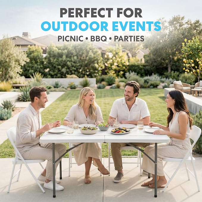 SIMPLI-Magic White Foldable Table, and Picnics - Image 3