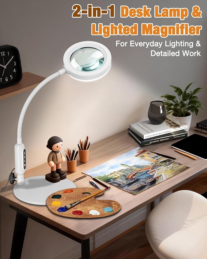 30X 10X Magnifying Glass with Light and Stand, 5 Color Modes Stepless Dimmable - Image 6