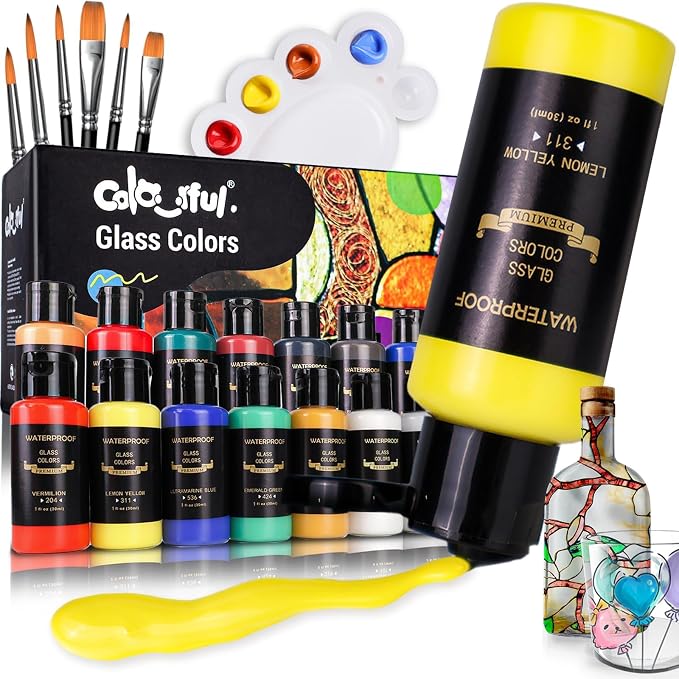 Colorful 14 Colors Stain Glass Paint Set by colorful