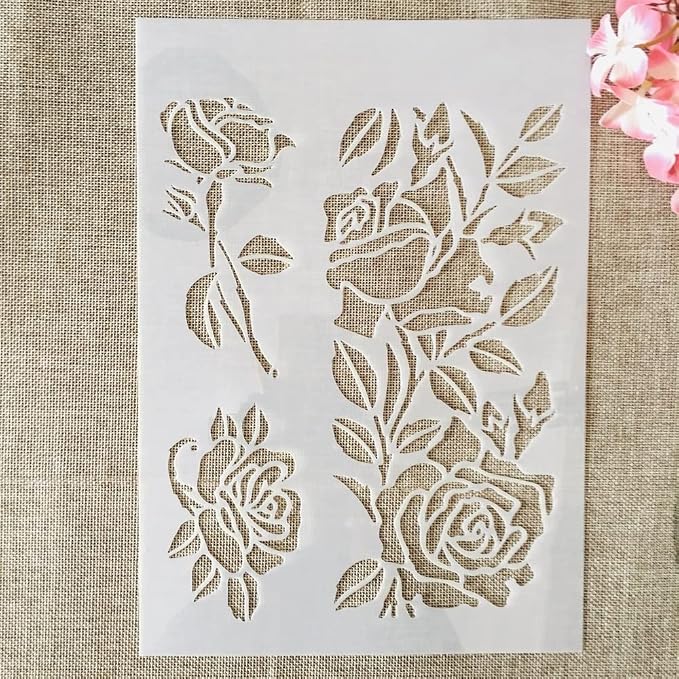 TIAMECH A4 Reusable Rose Flowers Stencil - Image 6