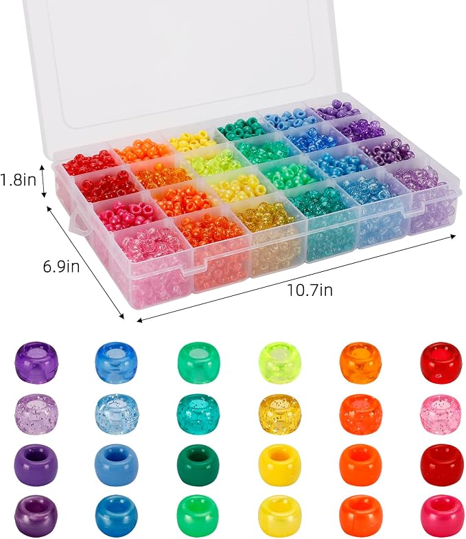 2880pcs Pony Beads for Bracelets Kandi Beads Bulk Rainbow Beads Plastic Bead - Image 2