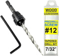 Adjustable Wood Countersink Drill Bit #12 (7/32") with Tapered Drill Bit for Woodworking