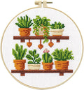 Zhenqing Wooden Plant Shelf Stamped Cross Stitch Kit by ZhenqingHomeFlagship