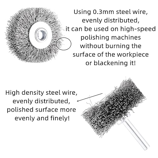 dophee 2Pcs 2 Inch Wire Wheel Brush for Drill Attachment 0.0118" Coarse Crimped Carbon Steel Wire 1/4 Inch Round Shank Wire Wheel Brush for Rust Corrosion Paint Removal
