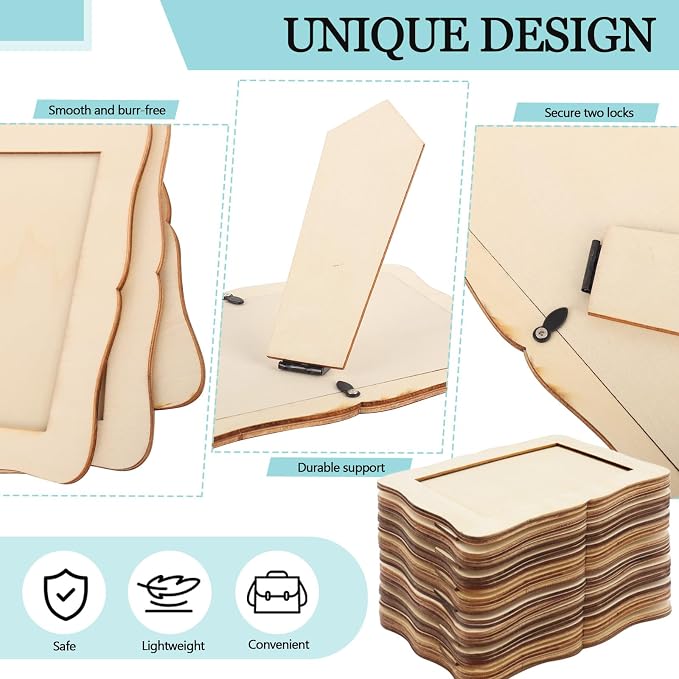 RYKOMO 12 Pieces DIY Wooden Picture Frames, Unfinished Solid Wood Photo Picture - Image 4