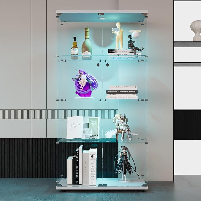 FLYMUHJIA 4-Shelf Tempered Glass Display Cabinet - Image 4