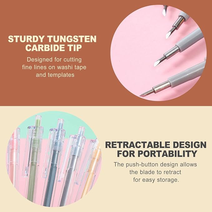 6 Pack Retractable Craft Pen Set 6 Colors Precision Paper Cutter - Image 3