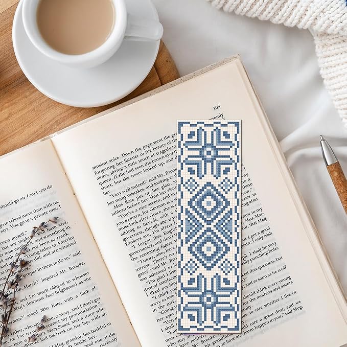 FREEBLOSS 6 Set Bohemian Pattern Cross Stitch Bookmark Kit Stamped Cross Stitch - Image 7