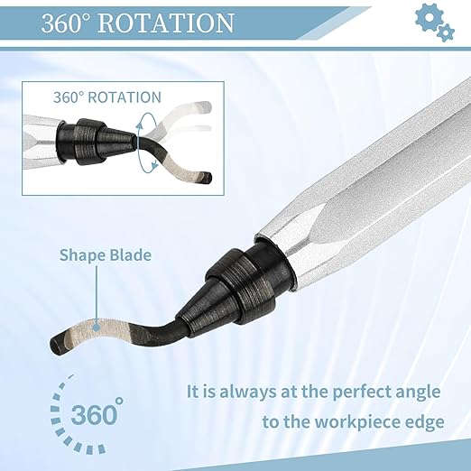 Deburring Tool with 12 High Speed Steel Blades, Deburring Tool 3D Printing, Deburring Tool for Metal, Resin, Copper, Plastic, PVC Pipes, 3D Printed Edges (1 Silver Handle)