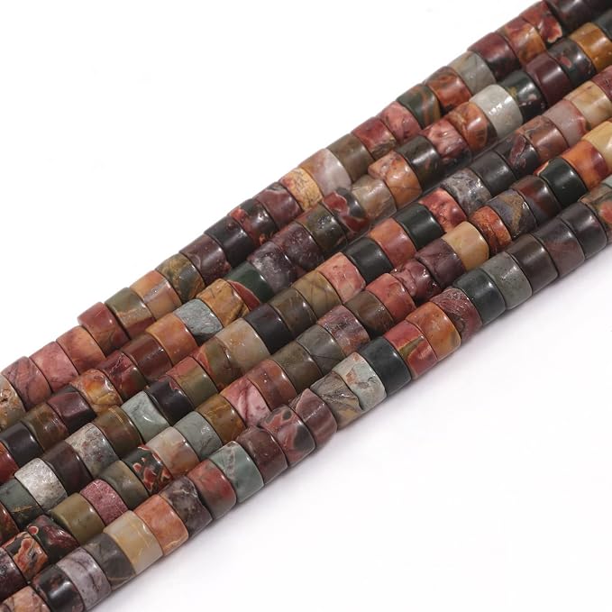 150Pcs 4×2mm Natural Picasso Jasper Spacer Stone Beads - Image 3